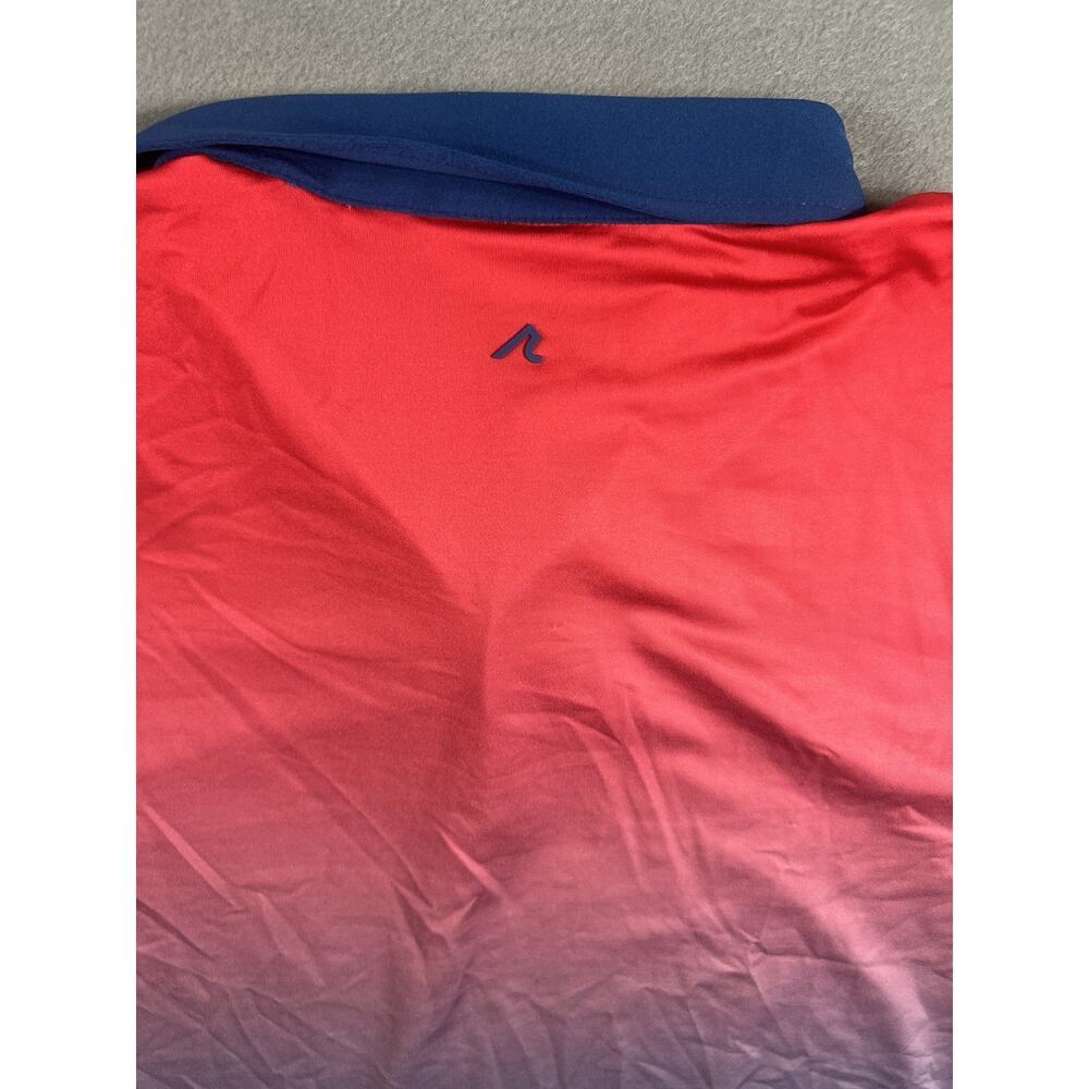Redvanly Men's Medium Polo Shirt Blue Red Ombre Fade Golf Stretch Pickleball - Picture 6 of 8
